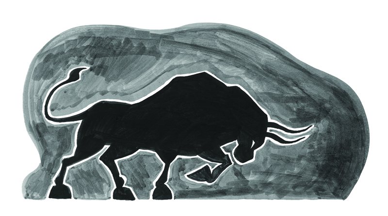 Illustration of a bull about to charge